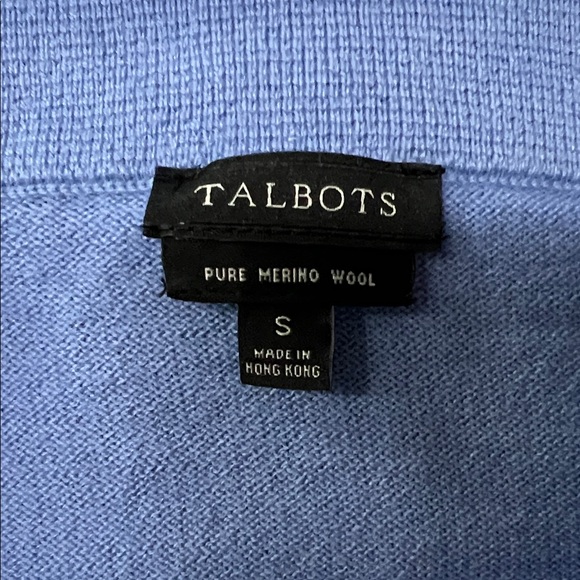 Talbots Soft Blue Cowl Neck Sweater merino wool size small s like new - Picture 3 of 5